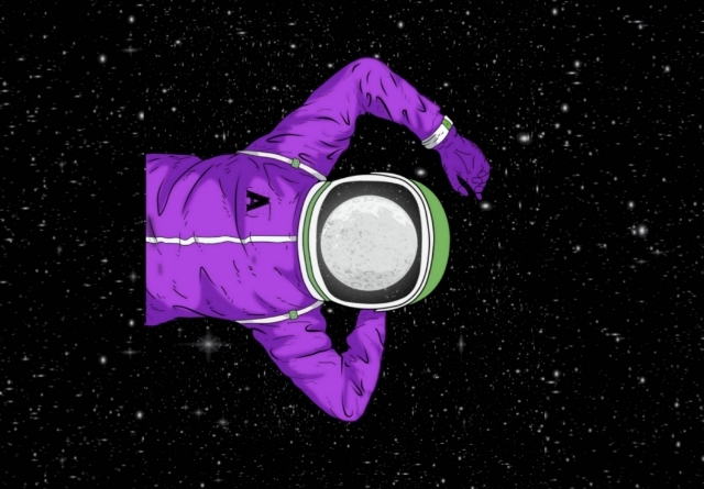 Astronaut sleeping on stars